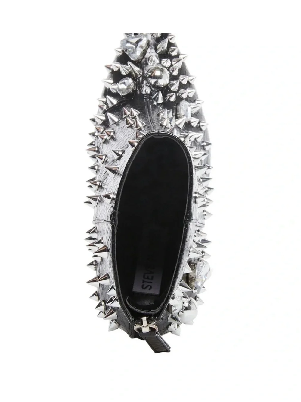 Black Studded crystal Pointed-Toe Stiletto Ankle Boots